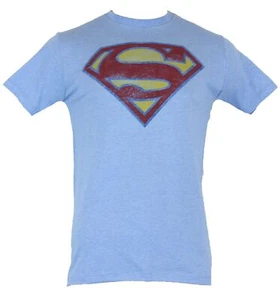 Superman (DC Comics) Mens T-Shirt - Classic Distressed Superman Logo Image - Picture 1 of 1