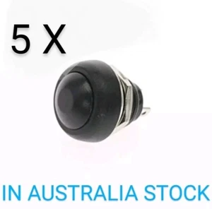 5 Pcs X 12mm BLACK Push Button Switch Momentary Round Flat Button IN AUS STOCK  - Picture 1 of 10