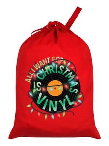 All I Want For Christmas Is Vinyl Red Santa Sack