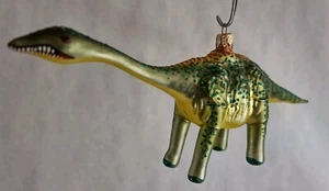 Polish Glass Ornament "Brontosaurus" Dinosaur Hand Painted Made in Poland - Picture 1 of 6