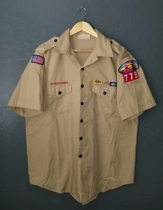 Boy Scouts Uniform Shirt BSA #779 Vtg Insignia Scout USA Sewn Patches Mens XL - Picture 1 of 4