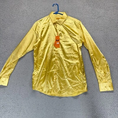 St. Patrick Men's Dress Shirt M Yellow Gold Long Sleeve Shiny Button Down - Image 1 of 4