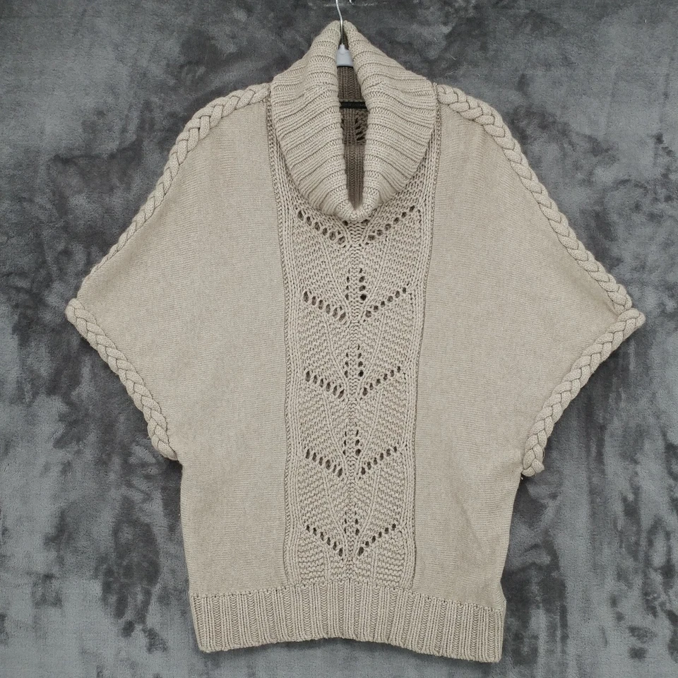 Suéter feminino Marks & Spencer toque de cashmere malha pesada gola alta dobra grande - Imagem 1 de 4