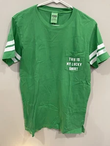 PINK Victoria’s Secret This Is My Lucky Shirt St. Patrick’s Day Green T XS NEW - Picture 1 of 3