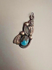 Vint Native American Kary Begay Navajo Art Sterling Silver Turquoise Pendant ๐ - Picture 1 of 3