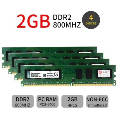 8GB Kit 4x 2GB KVR800D2N6K2/4G DDR2 800MHz DIMM Desktop intel RAM For Kingston - Image 1 of 4
