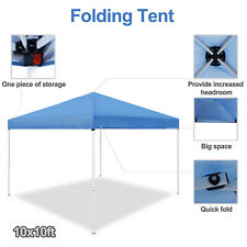 10 x 10' Pop Up Party Tent Canopy Foldable Gazebo Waterproof Outdoor Blue w/ Bag