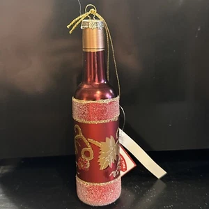 Wine Bottle Red Glass Christmas Ornament Wine Lovers Holiday New With Tags - Picture 1 of 7