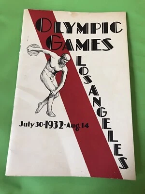Programa de recuerdos ilustrados vintage de los Juegos Olímpicos de 1932 L A California Foto 1 de 4