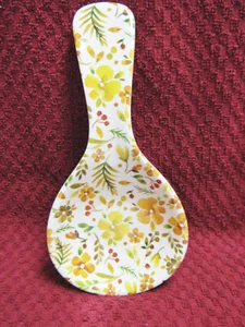 UNBRANDED MELAMINE YELLOW FLOWERS FLORAL   SPOON  REST - Picture 1 of 6