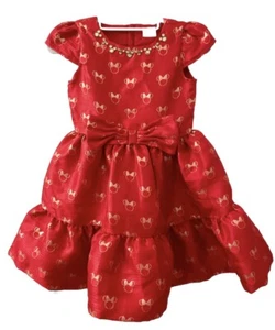 Disney Minnie Mouse Holiday Girl's Dress Gems Sparkle Fancy Party Size 9/10 Red - Picture 1 of 8
