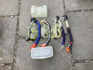 3 Diving Masks With 2 Cases & 4 Snorkels. In Used Condition. - Picture 1 of 11