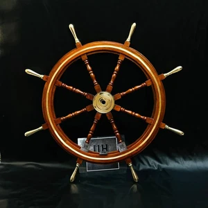 42 Zoll Holz & Messing Boot Lenkrad Maritim Wanddekor Handarbeit Nachbildung - Bild 1 von 8