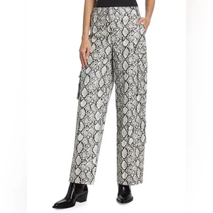 Pantalones de mezclilla Zoe by Zoe + Phoebe para mujer tiro medio pierna ancha estampado de serpiente negro blanco talla 0 - Imagen 1 de 10