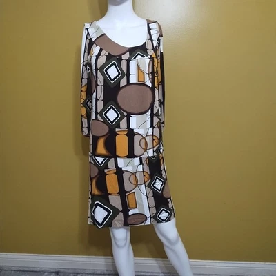 VTG 90s Vertigo Paris Long Bubble Sleeve Drop Waist Shift Dress M Boho Retro Foto 1 de 4