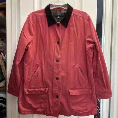 Lands End Jacket Women's XL 18-20 Green Barn Coat Plaid Lined Field XL Collared - Image 1 of 4