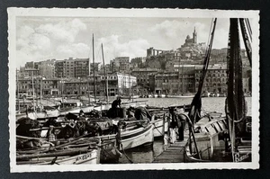 Marseille Port, Vintage B&W Real Photo Postcard RPPC France - Picture 1 of 2