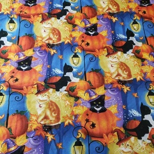 Halloween Fairy Cat Fabric by Melissa Dawn Remnant Piece 33 x 42 Inches - Picture 1 of 6