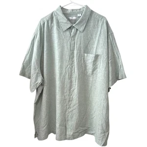 Café Luna XXXL Light Green Linen Viscose Short Sleeve Button Down Collared Shirt - Picture 1 of 4