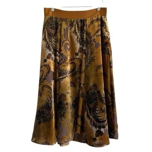 Vintage Velvet Paisley Floral Skirt | Boho Fall Midi  Size Medium - Picture 1 of 8