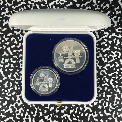 1993 Israel 2x Coin Proof Set Lot#B3049 Silver! With Case & C.O.A. - Image 1 of 4