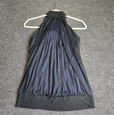 Charlotte Russe Top 女式 L 蓝色黑色女神皱褶华丽魅力浪漫 — 第 1/4 张图片