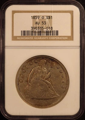 1859-O Seated Liberty Silver Dollar - NGC AU53 - Tough AU Example! Nice Strike! - Image 1 of 3