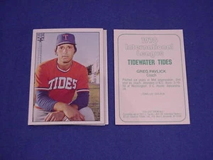 1978 TCMA Baseball Card Lot - Greg Pavlick - Tidewater Tides / Washington DC - Picture 1 of 1
