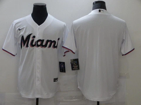 NEW - Men’s Miami Marlins White/Red Jersey (Medium-3XL) CUSTOMIZABLE Cover