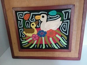 Vtg Mola Kuna Textile Panama Art Mid-century Framed Reverse Applique San Blas - Bild 1 von 9