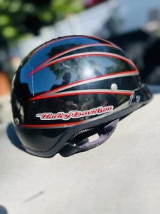 Harley Davidson Chrome/Red/Black/ Mirrored Half Helmet / Size M - Picture 1 of 13