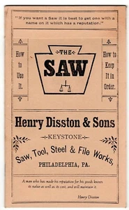 Disston "The Saw, How to Use It, How to Keep It In Order" 1887 / 1993 Reprint - Picture 1 of 3
