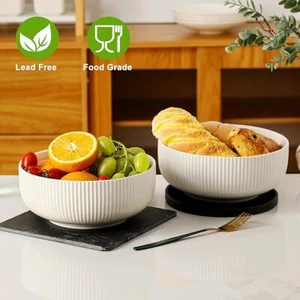 60oz Salad Bowl Set,2 Pack Serving Bowls for Entertaining,White Ceramic Bowl - Picture 1 of 1
