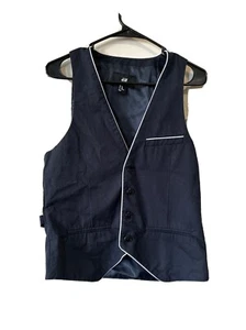 H & M Denim vest Navy Blue Size 34R (small) 100% Polyester - Picture 1 of 9
