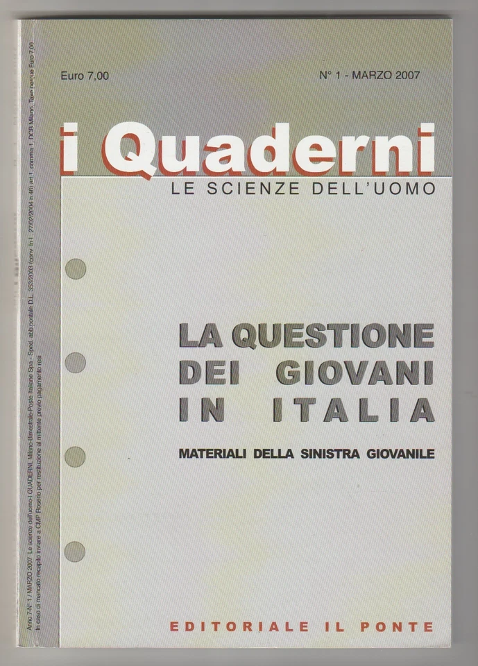 I quaderni le scienze dell'uomo 1 2007: la questione dei giovani in Italia - Immagine 1 di 1