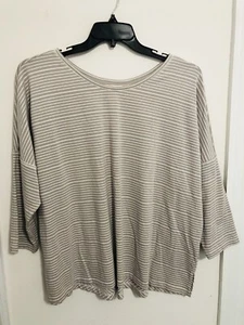 Sundance Gray Striped Oversized 3/4 Sleeve Tunic Stretch top Comfort Size XL - Picture 1 of 8