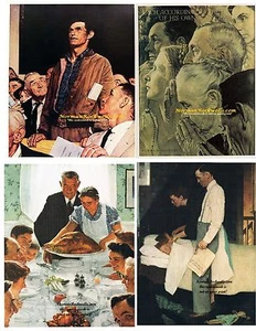 Norman Rockwell's Set de 4 LAS CUATRO LIBERTADES (Adoración, Discurso, Quiero y Miedo) 11"x15" - Imagen 1 de 5