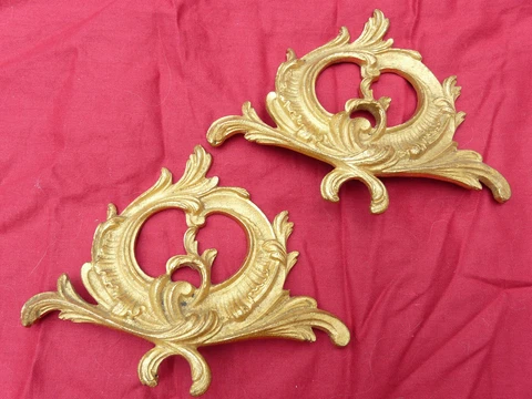 pair Antique French Pediment ormolu Bronze  furniture Louis XVI Style Cover