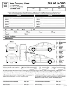 Custom Vehicle Transport Bill of Lading / 8.5 x 11 / 2 or 3 Part / TMG180 - Picture 1 of 1