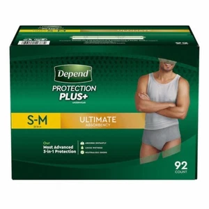 Depend Protection Plus Ultimate Underwear for Men Size S/M 92 Count - Picture 1 of 3