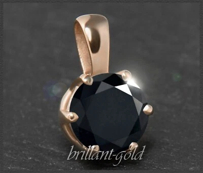 Gold Damen Anhänger mit 2,09ct Brillant, schwarz; Gleiter in 585 Rotgold - Bild 1 von 4
