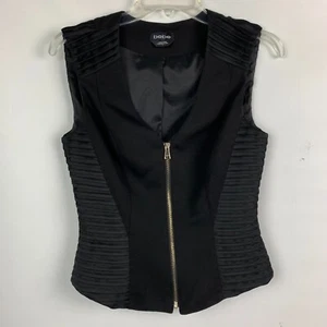 bebe Vest Black V-Neck Zip Lined Stretch Lined Rayon Blend Size 4 - Picture 1 of 12