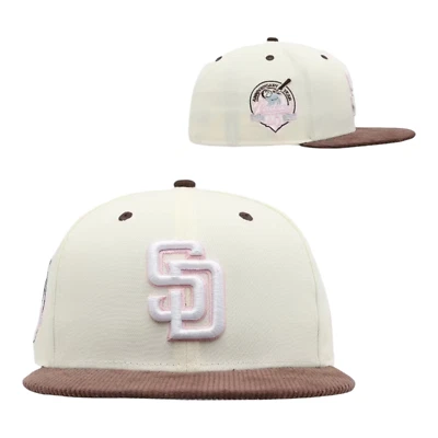 New Era San Diego Padres Friar 59FIFTY Fitted Hat Cap 40 Year Side Patch 7 3/4 - Imagem 1 de 4