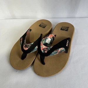 REEF Womens Sz 6 Cushion Slide Slip-On Sandals Peach Purple Stripe Beach Floral - Picture 1 of 7