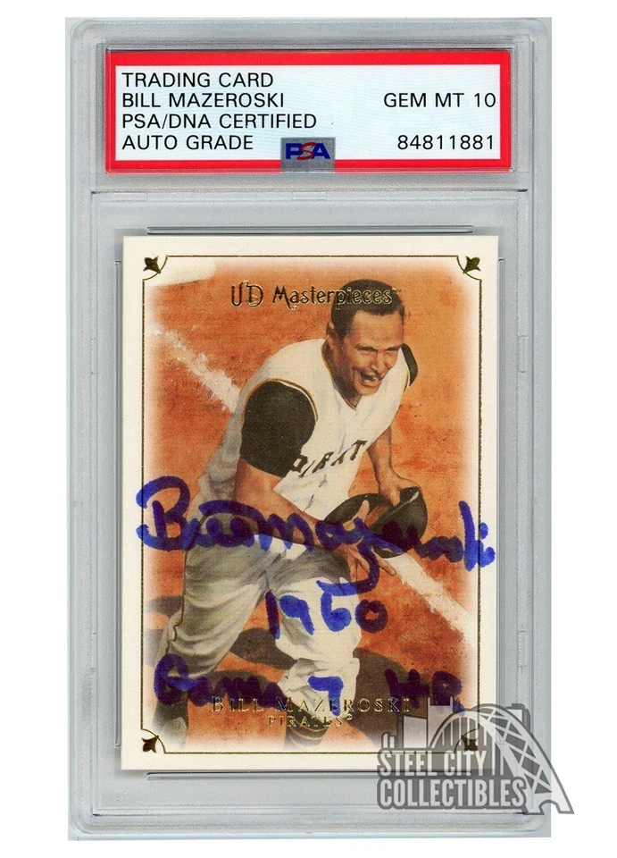 Bill Mazeroski 2007 UD Masterpieces Auto "1960 Game 7 HR" Card #4 PSA/DNA 10 - Image 1 of 1