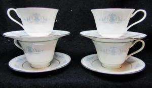 4  OXFORD by Lenox BRYN MAWR Footed CUPS & SAUCERS    VGC - Picture 1 of 4