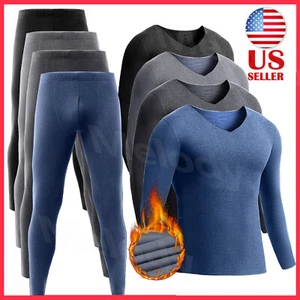 Men's Long Johns Thermal Underwear Thicked Fleece Lined Base Layer 2PC Set US - Picture 1 of 42
