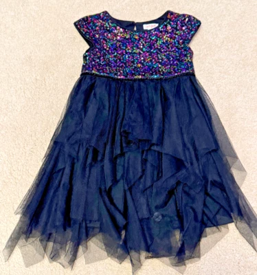Cat & Jack - Girls Sleeveless Multicolor Sequin Black Dress - Size 4T - Image 1 of 4