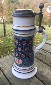 GAFFEL 1991 JAHRESKRUG Bierkrug Sammelkrug Kölsch Zinndeckel Porzellan Köln Neu - Bild 1 von 11