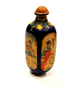 ANTIKE SEHR SELTENE CHINESISCHE HANDBEMALTE PORZELLANTABAKFLASCHE SIGNIERT - Bild 1 von 12